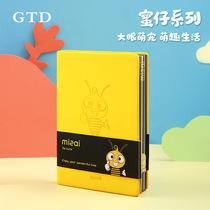 Little bee A7 notepad college students yellow simple art exquisite portable portable mini pocket book female notebook cute girl heart personality creativity 365 days diary