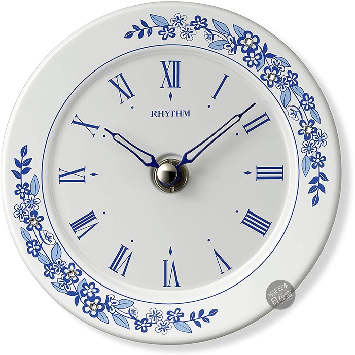 Japanese RHYTHM desktop clock hanging bell dual-use with field burning decoration clock 4SG802 blue