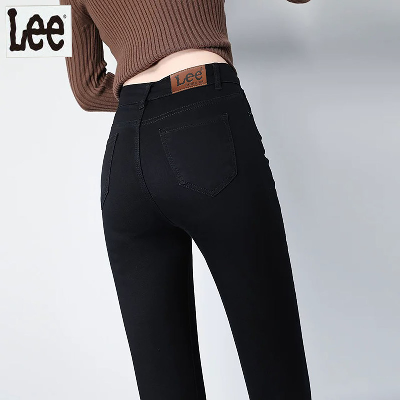 Lee Black High-Waisted Jeans 2026 Autumn and Winter Women's Slim-Fit Stretchy Cropped Skinny Pants Lee Black High-Waisted Jeans 2026 Autumn and Winter Women's Slim-Fit Stretchy Cropped Skinny Pants