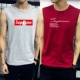 Áo thun không tay nam không tay Cotton cotton thể thao thể thao bóng rổ áo len in xu hướng áo XL - Áo vest cotton khoác vest nam