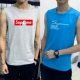 Áo thun không tay nam không tay Cotton cotton thể thao thể thao bóng rổ áo len in xu hướng áo XL - Áo vest cotton khoác vest nam