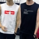 Áo thun không tay nam không tay Cotton cotton thể thao thể thao bóng rổ áo len in xu hướng áo XL - Áo vest cotton khoác vest nam