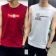 Áo thun không tay nam không tay Cotton cotton thể thao thể thao bóng rổ áo len in xu hướng áo XL - Áo vest cotton khoác vest nam