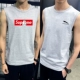 Áo thun không tay nam không tay Cotton cotton thể thao thể thao bóng rổ áo len in xu hướng áo XL - Áo vest cotton khoác vest nam