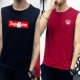 Áo thun không tay nam không tay Cotton cotton thể thao thể thao bóng rổ áo len in xu hướng áo XL - Áo vest cotton khoác vest nam
