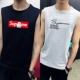 Áo thun không tay nam không tay Cotton cotton thể thao thể thao bóng rổ áo len in xu hướng áo XL - Áo vest cotton khoác vest nam