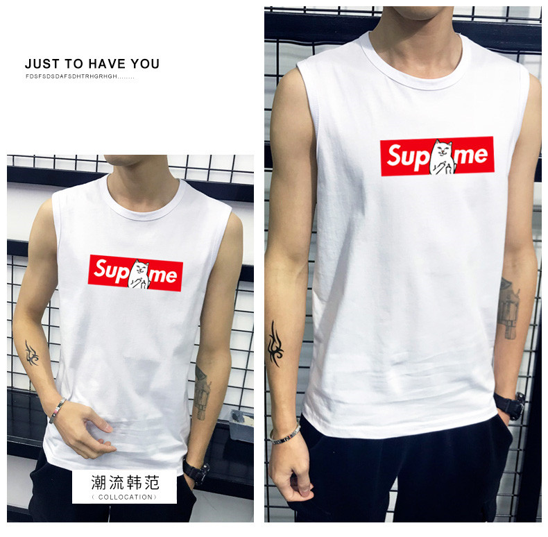 Áo thun không tay nam không tay Cotton cotton thể thao thể thao bóng rổ áo len in xu hướng áo XL - Áo vest cotton áo khoác vest nam hàn quốc