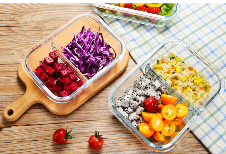 Hộp thủy tinh chịu nhiệt hộp lưu trữ hình chữ nhật hộp kín lò vi sóng hộp cơm trưa đặc biệt hộp cơm tròn - Hộp cơm điện sưởi ấm hộp cơm cắm điện unold