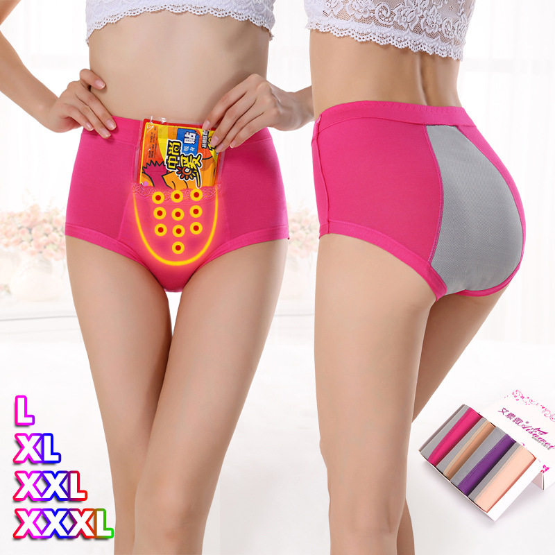 4 Boxed Menstrual Period Modal Cotton Bamboo Fiber Women's Panties Large Size High Waist Pants Anti-Side Leak Pocket Physiological Pants