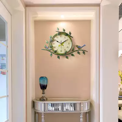 Retro pastoral creative mute clock American country living room bedroom European simple art wall watch wall clock