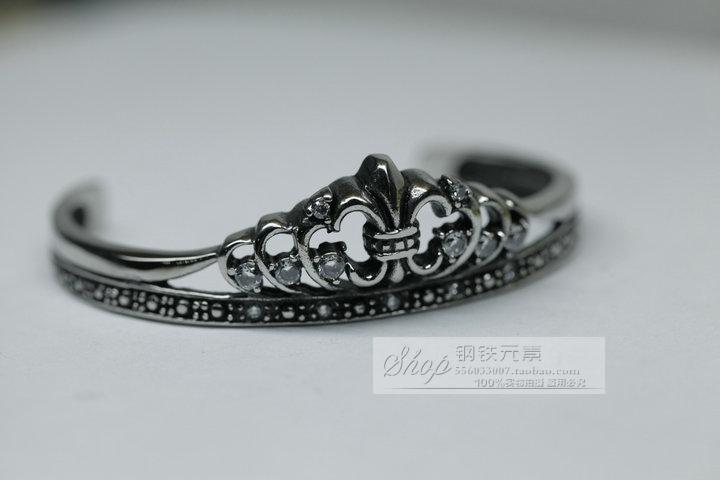 Brand original scout flower crown titanium steel bracelet Quan Zhilong Nicholas Tse same style inlaid with white Haoshi