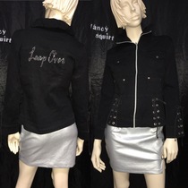 vintage vintage dark goth goth strap rivet hot diamond long-sleeved short jacket