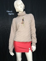 vintage ancient peanut sense Japanese twist Western style shag wool men and women unisex turtleneck sweater