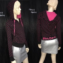 abbey dawn ad US Purchase Rebuttal collection Pink polka dot skull zipper letter hooded sweatshirt