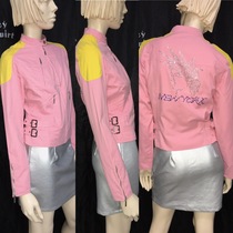 Single 90s cool girl pop color block stitching handsome and cute rivet iron buckle motorcycle jacket jacket