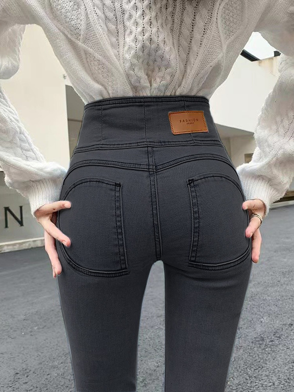 High-Waisted Women's Jeans 2026 Spring New Style Peach Butt Elastic Slim Fit Slimming Butt-Lifting Tight Skinny Pants Trendy