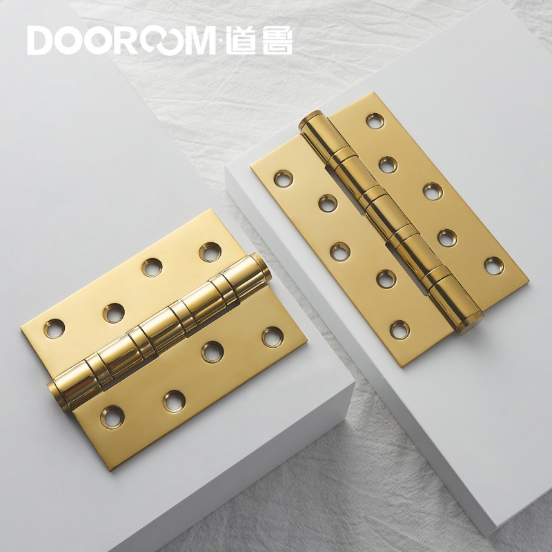 Track stainless steel muted bright gold light luxury 4 inch 5 inch flat open bearing hinge firm durable PVD loose-leaf hinge