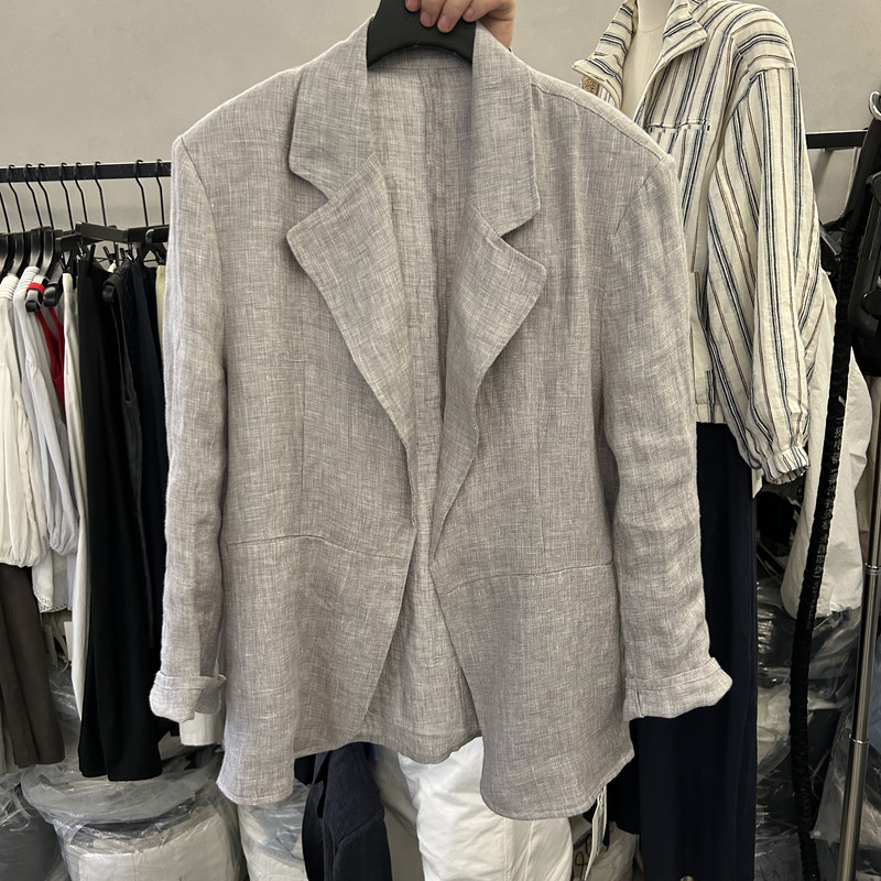 Old Money Style Linen Blazer for Women 2026 Summer New Style Elegant Casual Thin Breathable Sun-Protective Linen Top for Women