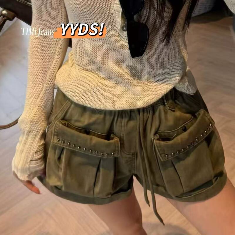 0529【Nana's New Arrivals】Timi Studded Denim Shorts - Non-Fading, Non-Exchangeable, Popular Item from the Star Collection 0529【Nana's New Arrivals】Timi Studded Denim Shorts - Non-Fading, Non-Exchangeable, Popular Item from the Star Collection