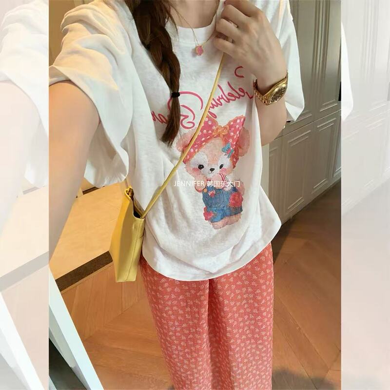 0617【Nana's New Arrival】Little Bear Short Sleeve T-Shirt - Non-Fading, Non-Exchangeable, New White 0617【Nana's New Arrival】Little Bear Short Sleeve T-Shirt - Non-Fading, Non-Exchangeable, New White