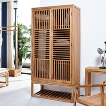 Old Elm Wood Solid Wood Simple Wardrobe Home Bedroom Containing Cabinet Locker New Chinese Hung Wardrobe Wood Closet