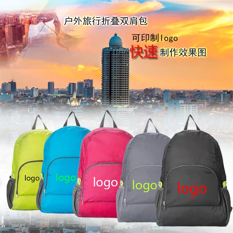 Phiên bản tiếng Hàn của du lịch ngoài trời có thể gập lại ba lô nhẹ không thấm nước dung lượng lớn ba lô giản dị nam nữ in logo tùy chỉnh