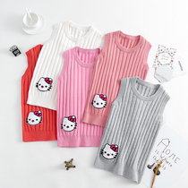 Childrens vest spring and autumn style girls knitted vest 2021 autumn and winter new sweater college style big childrens vest