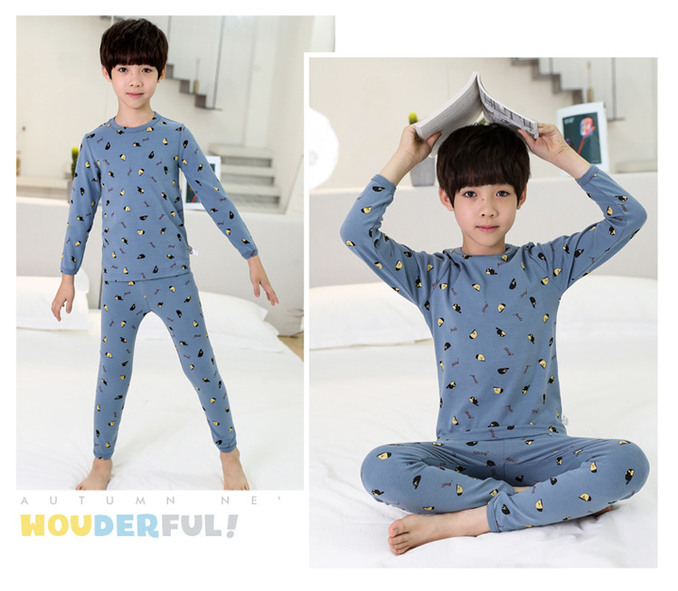 Sui Bao boy bộ đồ lót ấm áp mùa đông 2018 cộng với bộ đồ lót nhung trẻ em trong bộ quần áo mùa thu cho bé trai shop trẻ em