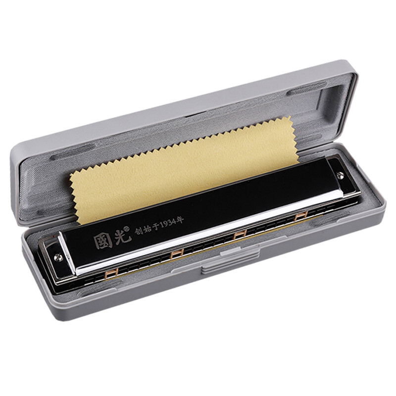 Shanghai Guoguang 24-hole Polyphonic Performance Edition Limited Edition Harmonica Set Lower B E D A B C Tune Self-Teach Professional 