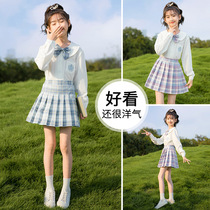 2021 autumn new girls  skirt autumn college style Japanese Western style JK long-sleeved shirt short skirt two-piece tide
