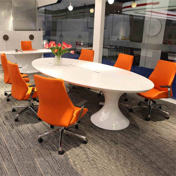 Simple Fashion Oval Meeting Table White Paint Meeting Stage Solid Fuse Meeting Desk to negotiate table
