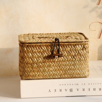 Tissue box Seagrass woven rattan woven living room toilet meal tray Bamboo woven tube creative retro pastoral paper box