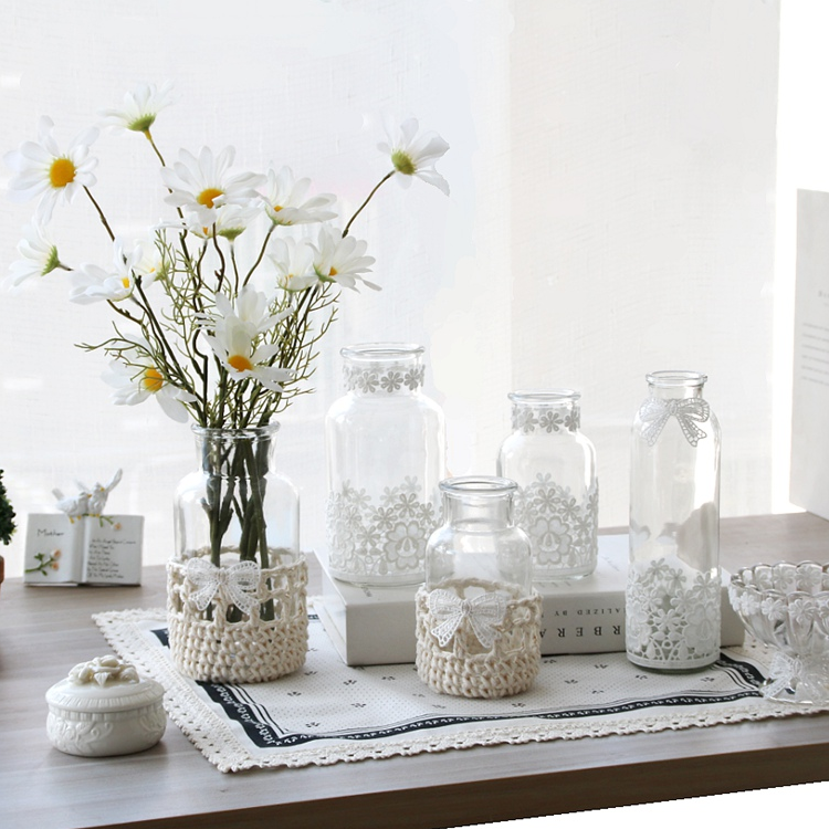 Vase zakka European lace glass transparent living room desktop flower arrangement hydroponic small fresh simple creative ornaments