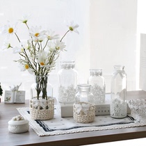  Vase zakka European style lace glass transparent living room desktop flower arrangement hydroponic small fresh simple creative ornaments