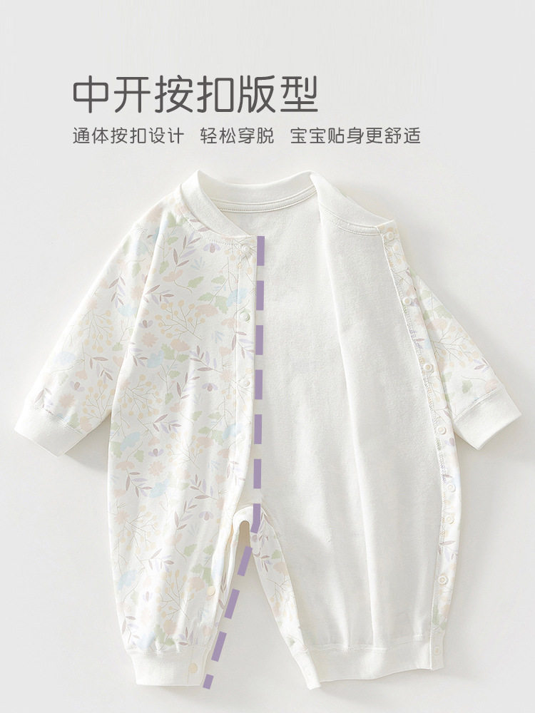 新生婴儿连体衣春秋季婴幼儿衣服纯棉打底睡衣男女宝宝哈衣爬爬服 — 7