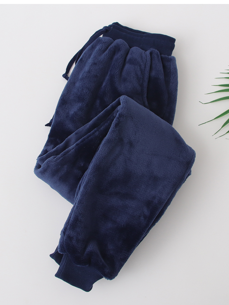 Cặp quần nhung nhung nữ ngủ dày nam cộng với nhung ấm flannel nhà quần mùa đông chân quần âu nam