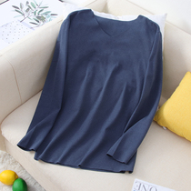 Fever De velvet traceless thermal underwear mens coat single piece tight slim V-neck plus velvet long sleeve autumn clothing base