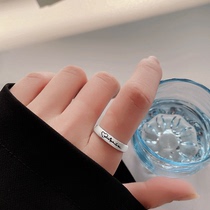 Electrocardiograph 925 silver ring woman worn matte Japanese and Korean retro - crowd design INS tide opening ring 2022