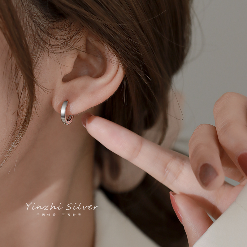Sun ring surface 925 pure silver earbuckle female minimal circular earrings 2021 new tide summer earbuckle with earbuckle