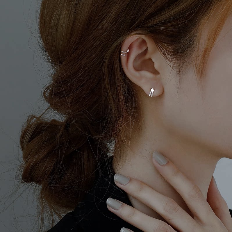 No pierced ear clip female 2022 new INS trendy niche design 925 silver ear bone earrings temperament net red earrings