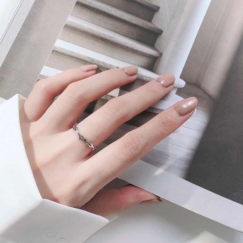 Jing S925 silver ring girl Sensin students opens adjustable single in tide fond ring ring