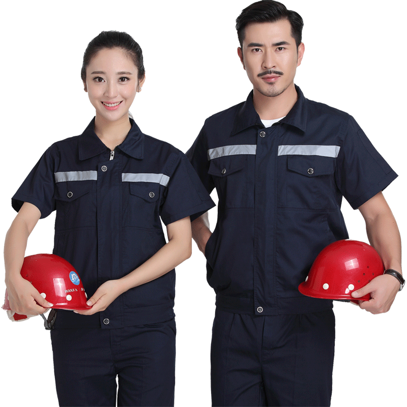 nam Workwear của bộ đồ mỏng mùa hè ngắn tay quần áo sửa chữa hơi nước phản chiếu dải nhà máy quần áo tùy chỉnh thở quần áo bảo hộ lao động chịu mài mòn