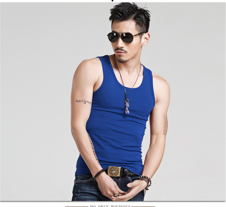 Của nam giới vest cotton Slim fit thể dục thể thao hẹp trở lại cơ sở đàn hồi mùa hè triều bông vest