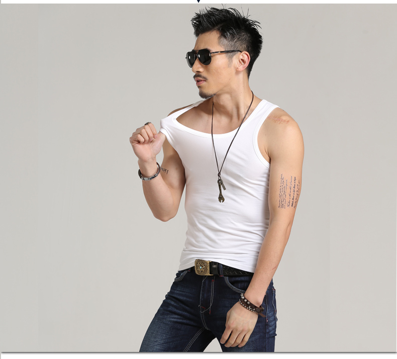 Của nam giới vest cotton Slim fit thể dục thể thao hẹp trở lại cơ sở đàn hồi mùa hè triều bông vest