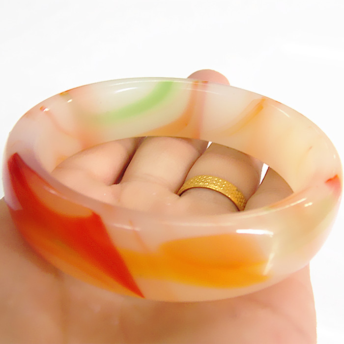 Vòng tay giả ngọc bích trẻ em hẹp và rộng màu đỏ mã não nổi gửi tặng bạn gái vòng tay ngọc bích mẹ tặng quà sinh nhật thời trang vòng cẩm thạch bọc vàng
