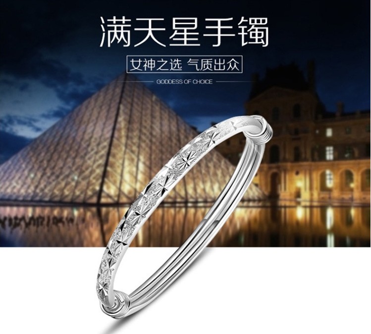 Vòng đeo tay bạc với phong cách starry bracelet trẻ em Nhật Bản và Hàn Quốc đơn giản mở bracelet trang sức món quà sinh nhật cho bạn gái