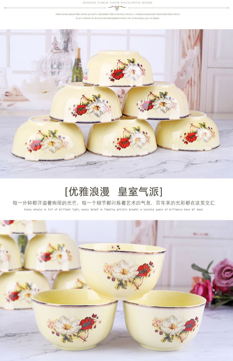 10 gói Bộ dao kéo châu Âu Bộ bát sứ sáng tạo Bát cơm 5 inch Ăn bát bát sứ gia đình Bát súp nhỏ - Đồ ăn tối dĩa trắng