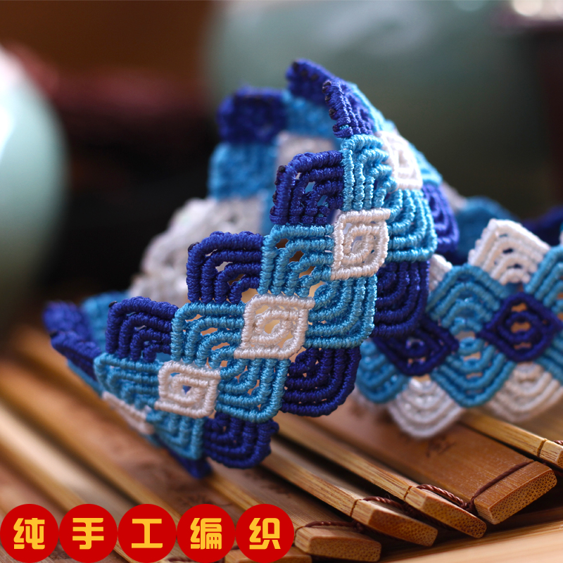 China knit pure hand weaving national hands - handed blue and white couples birthday gift box