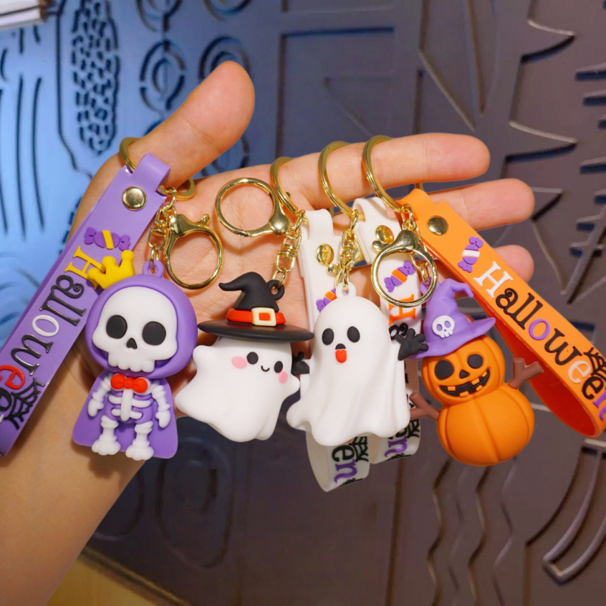 Halloween Cartoon Keychains, Cute Ghost Pumpkin Skull Figurines, Bag Ornaments, Creative Gifts