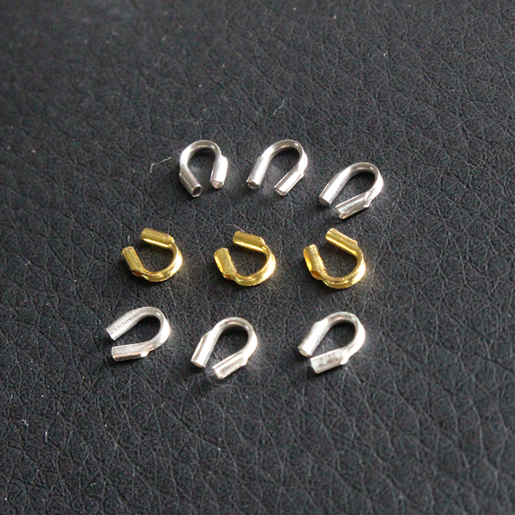 Khóa hình chữ U đóng cửa khóa dây khóa S925 sterling bạc DIY phụ kiện thủ công vòng tay vòng chân kín miệng đeo hạt phụ kiện - Vòng chân lắc chân vàng trắng
